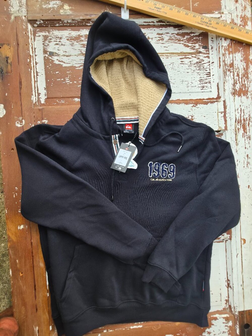 NWT Quiksilver 1969 Pullover Hoodie Men's Large Black QSM35HD125 Surf Skate